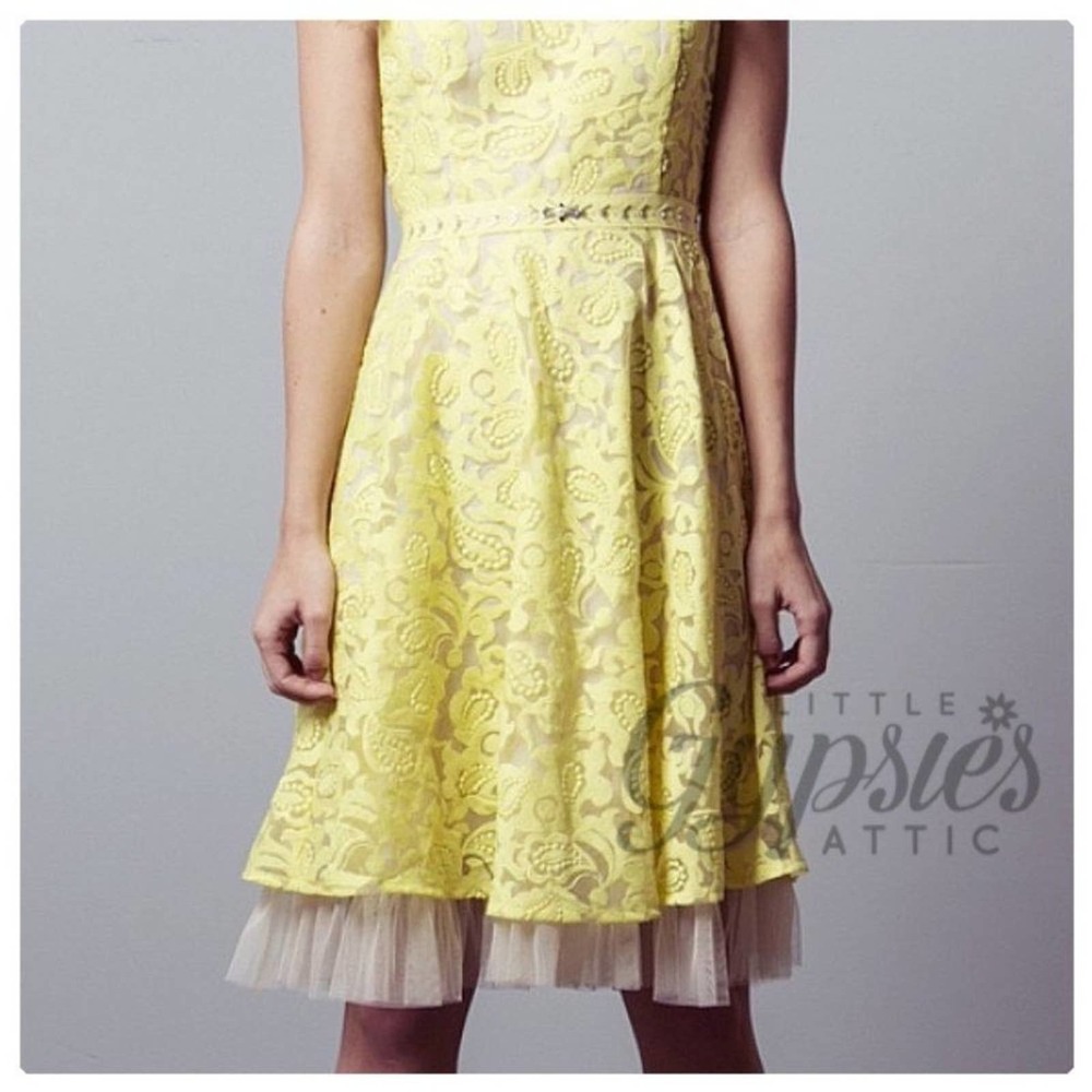 Ryu Lemon Flowers Jeweled Cocktail Dress - Picture 11 of 14